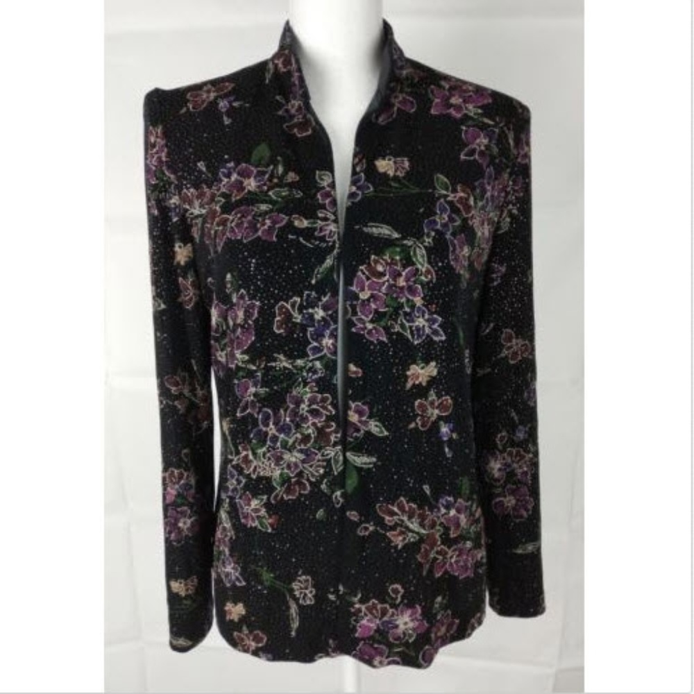 Alex Evenings Sz M Black Sparkling Jacket Women's